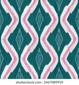 Patrón sin fisuras tribales de Ikat, arte de fondo abstracto de Ikat étnico. Fondo de pantalla sin fisuras hecho a mano. ilustración para tarjetas de felicitación, impresión y otro proyecto de diseño.