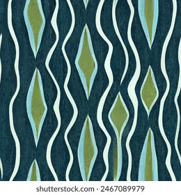 Ikat ethnic tribal seamless pattern, Ethnic Ikat abstract background art.  Handmade seamless wallpaper. llustration for greeting cards, printing and other design project.