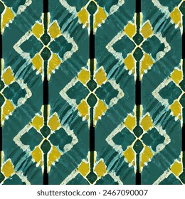 Ikat ethnic tribal seamless pattern, Ethnic Ikat abstract background art.  Handmade seamless wallpaper. llustration for greeting cards, printing and other design project.