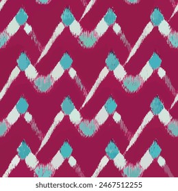 Ikat ethnic tribal seamless pattern, Ethnic Ikat abstract background art.  Handmade seamless wallpaper. llustration for greeting cards, printing and other design project.