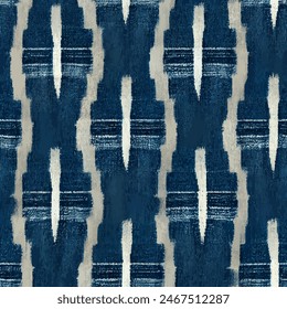 Ikat ethnic tribal seamless pattern, Ethnic Ikat abstract background art.  Handmade seamless wallpaper. llustration for greeting cards, printing and other design project.