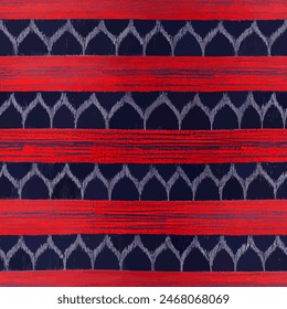 Ikat ethnic tribal seamless pattern, Ethnic Ikat abstract background art.  Handmade seamless wallpaper. llustration for greeting cards, printing and other design project.