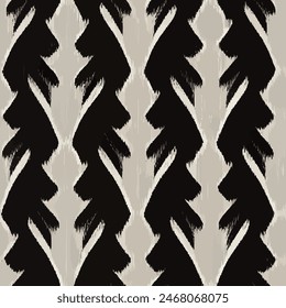 Ikat Ethno Tribal nahtlose Muster, Ethnic Ikat abstrakte Hintergrundkunst. Handgemachter nahtloser Bildschirmhintergrund. Illustration für Grußkarten, Druck und andere Design-Projekt.