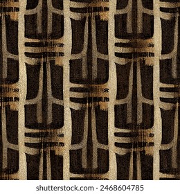 Ikat Ethno Tribal nahtlose Muster, Ethnic Ikat abstrakte Hintergrundkunst. Handgemachter nahtloser Bildschirmhintergrund. Illustration für Grußkarten, Druck und andere Design-Projekt.