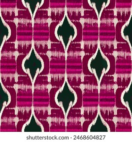 Ikat ethnic tribal seamless pattern, Ethnic Ikat abstract background art.  Handmade seamless wallpaper. llustration for greeting cards, printing and other design project.