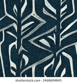 Ikat ethnic tribal seamless pattern, Ethnic Ikat abstract background art.  Handmade seamless wallpaper. llustration for greeting cards, printing and other design project.