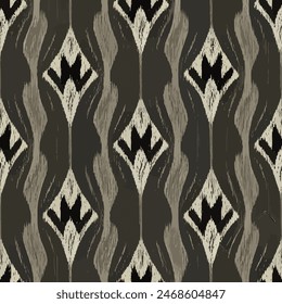 Ikat ethnic tribal seamless pattern, Ethnic Ikat abstract background art.  Handmade seamless wallpaper. llustration for greeting cards, printing and other design project.