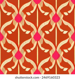 Ikat ethnic tribal seamless pattern, Ethnic Ikat abstract background art.  Handmade seamless wallpaper. llustration for greeting cards, printing and other design project.