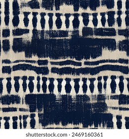 Ikat ethnic tribal seamless pattern, Ethnic Ikat abstract background art.  Handmade seamless wallpaper. llustration for greeting cards, printing and other design project.