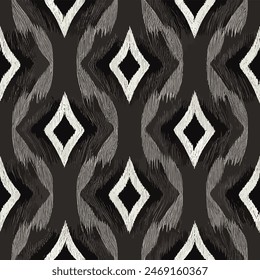 Ikat ethnic tribal seamless pattern, Ethnic Ikat abstract background art.  Handmade seamless wallpaper. llustration for greeting cards, printing and other design project.