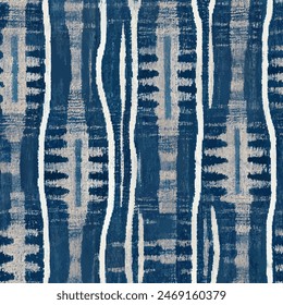 Ikat ethnic tribal seamless pattern, Ethnic Ikat abstract background art.  Handmade seamless wallpaper. llustration for greeting cards, printing and other design project.