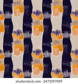 Ikat ethnic tribal seamless pattern,  Handmade seamless wallpaper. Ethnic Ikat abstract background art. llustration for greeting cards, printing and other design project.