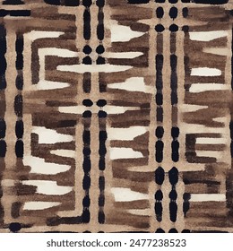 Ikat ethnic tribal seamless pattern,  Handmade seamless wallpaper. Ethnic Ikat abstract background art. llustration for greeting cards, printing and other design project.