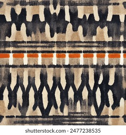Patrón sin costuras tribales étnicas Ikat, Fondo de pantalla sin costuras hecho a mano. Ikat étnico abstracto arte de fondo. ilustración para tarjetas de felicitación, impresión y otro proyecto de diseño.