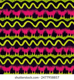 Patrón sin costuras tribales étnicas Ikat, Fondo de pantalla sin costuras hecho a mano. Ikat étnico abstracto arte de fondo. ilustración para tarjetas de felicitación, impresión y otro proyecto de diseño.