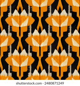 Patrón sin costuras tribales étnicas Ikat, Fondo de pantalla sin costuras hecho a mano. Ikat étnico abstracto arte de fondo. ilustración para tarjetas de felicitación, impresión y otro proyecto de diseño.