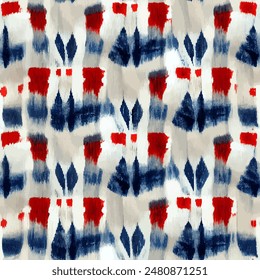Ikat ethnic tribal seamless pattern,  Handmade seamless wallpaper. Ethnic Ikat abstract background art. llustration for greeting cards, printing and other design project.