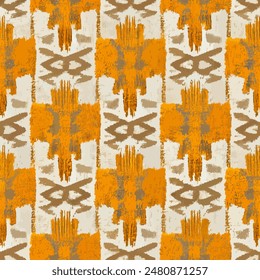 Patrón sin costuras tribales étnicas Ikat, Fondo de pantalla sin costuras hecho a mano. Ikat étnico abstracto arte de fondo. ilustración para tarjetas de felicitación, impresión y otro proyecto de diseño.
