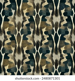 Ikat ethnic tribal seamless pattern,  Handmade seamless wallpaper. Ethnic Ikat abstract background art. llustration for greeting cards, printing and other design project.