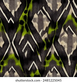 Ikat ethnic tribal seamless pattern,  Handmade seamless wallpaper. Ethnic Ikat abstract background art. llustration for greeting cards, printing and other design project.