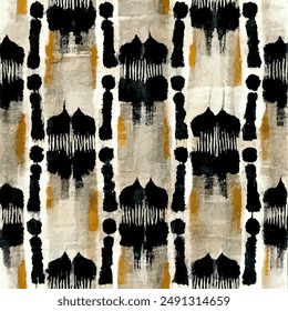 Ikat ethnic tribal seamless pattern, Handmade seamless wallpaper. Ethnic Ikat abstract background art. llustration for greeting cards, printing and other design project.