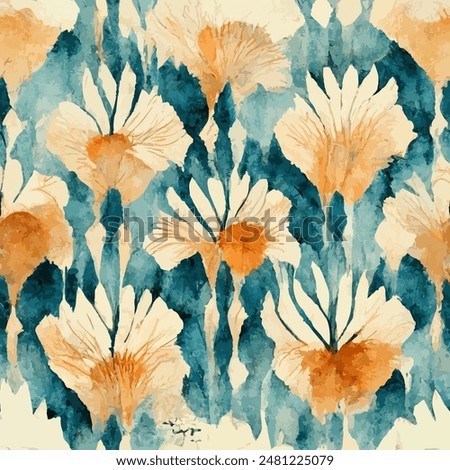 Ikat ethnic tribal seamless pattern,  Handmade seamless wallpaper. Ethnic Ikat abstract background art. llustration for greeting cards, printing and other design project.