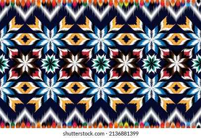 Ikat ethnic vector abstract beautiful art. Ikat seamless pattern in tribal, 
folk embroidery, Mexican style. Aztec geometric art ornament print. 
Design for carpet, wallpaper