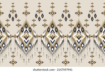 Ikat vectorial étnico abstracto arte hermoso. Ikat patrón sin fisuras en tribal, 
bordado folclórico de estilo mexicano. Impresión de ornamentos de arte geométrico azteca. 
Diseño de alfombra, papel pintado, ropa, envoltura,fabri