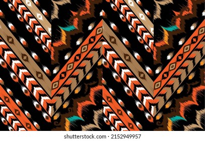 Ikat ethnische Vektorgrafik abstrakte schöne Kunst. Ikat nahtlose Muster in Stammes, 
Volkstickerei, mexikanischer Stil. Aztekische geometrische Kunstverzierung. 
Design für Teppich, Tapeten, Kleidung, Umhüllung, fabri