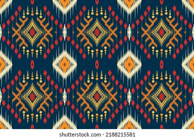 Ikat ethnic vector abstract beautiful art. Ikat seamless pattern in tribal, Design for Print background, carpet, wallpaper, clothing, wrapping, Batik, fabric, and Vector illustration. embroidery style