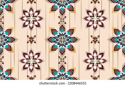 Ikat ethnic vector abstract beautiful art. Ikat seamless pattern in tribal, 
folk embroidery, Mexican style. Aztec geometric art ornament print. 
Design for carpet, wallpaper, clothing, wrapping