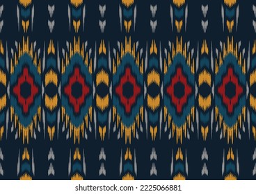 Ikat ethnic vector abstract beautiful art. Ikat seamless pattern in tribal, folk embroidery, Mexican style. Aztec geometric art ornament print. Design for carpet, wallpaper, clothing
