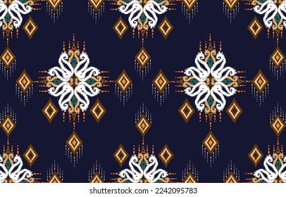 Ikat vectorial étnico abstracto arte hermoso. Ikat patrón sin fisuras en tribal, 
bordado folclórico de estilo mexicano. Impresión de ornamentos de arte geométrico azteca. 
Diseño de alfombras, papel pintado, ropa, envoltura,