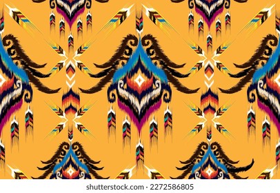 Ikat ethnic vector abstract beautiful art. Ikat seamless pattern in tribal, 
folk embroidery, Mexican style. Aztec geometric art ornament print. 
Design for carpet, wallpaper, clothing, wrapping,fabri