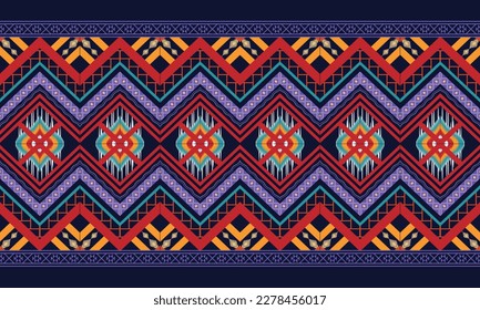 Ikat ethnic vector abstract beautiful art. Ikat seamless pattern for background,fabric,wrapping,clothing,wallpaper,Batik,carpet,embroidery style