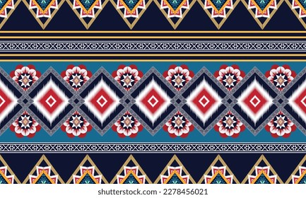 Ikat ethnische Vektorgrafik abstrakte schöne Kunst. Ikat nahtloses Muster für Hintergrund, Gewebe, Verpackung, Kleidung, Tapete, Batik, Teppich, Stickereien