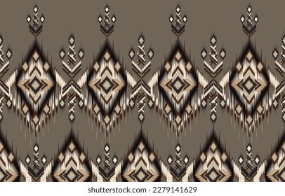 Ikat vectorial étnico abstracto arte hermoso. Ikat patrón sin fisuras en tribal, 
bordado folclórico de estilo mexicano. Impresión de ornamentos de arte geométrico azteca. 
Diseño de alfombras, papel pintado, ropa, envoltura
