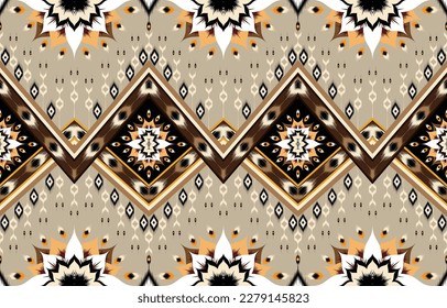 Ikat ethnic vector abstract beautiful art. Ikat seamless pattern in tribal, 
folk embroidery, Mexican style. Aztec geometric art ornament print. 
Design for carpet, wallpaper, clothing, wrapping