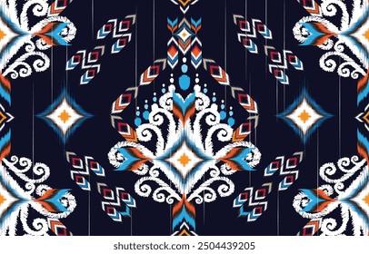 Ikat ethnic vector abstract beautiful art. Ikat seamless pattern in tribal, 
folk embroidery, Mexican style. Aztec geometric art ornament print. 
Design for carpet, wallpaper, clothing, wrapping,fabri