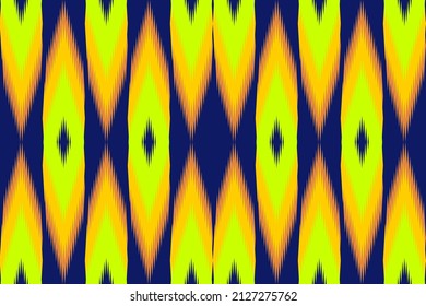Ikat ethnic vector texture geometric folklore ornament tribal. Seamless pattern striped aztec style. Figure tribal embroidery, folk pattern.ikat pattern