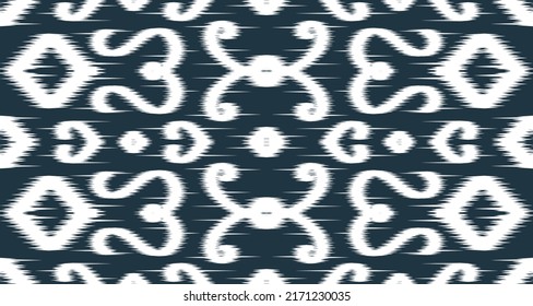 Kat ethnisch-weiße Muster Design Stoff Vektorhintergrund. Nahtlos auf dem Stoff in Indonesien und anderen asiatischen Ländern EP.49.Vintage-Ornament-Druck. Gut geeignet für Gewebe und Textilien, Tapeten, Verpackungen