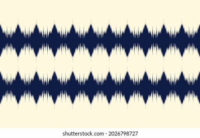 Ikat ethnic zigzag design
 background. Seamless ikat stripes pattern in tribal, folk embroidery abstract art. blue art ornament print.Design for carpet, wallpaper, clothing, wrapping, fabric, fashion