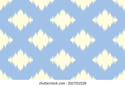 Ikat ethnic zigzag design
 background. Seamless pastel ikat pattern in tribal, folk embroidery abstract art. rhombus art ornament print.Design for carpet, wallpaper, clothing, wrapping, fabric,fashion