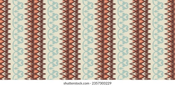 Ikat-Zickzack-Design
 Hintergrund. Nahtlose ikat Stripe Muster in Stamm, Folk Stickerei abstrakte Kunst. Kunstschmuck Druck. Design für Teppich, Tapeten, Kleidung, Umhüllung, Stoff, Mode