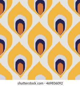 Ikat fabric geometric seamless pattern background