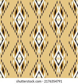 Ikat, Fabric Morocco, geometric ethnic pattern seamless flower color oriental. Background, Design for fabric, curtain, carpet, wallpaper, clothing, wrapping, Batik, vector illustration.