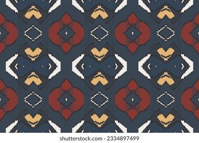 Ikat Fabric Paisley Embroidery Background. Ikat Stripe Geometric Ethnic Oriental Pattern traditional.aztec Style Abstract Vector illustration.design for Texture,fabric,clothing,wrapping,sarong.