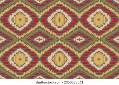 Ikat Fabric Paisley Embroidery Background. Ikat Chevron Geometric Ethnic Oriental Pattern traditional.aztec Style Abstract Vector illustration.design for Texture,fabric,clothing,wrapping,sarong.