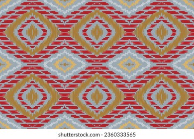 Ikat Fabric Paisley Embroidery Background. Ikat Designs Geometric Ethnic Oriental Pattern traditional.aztec Style Abstract Vector illustration.design for Texture,fabric,clothing,wrapping,sarong.