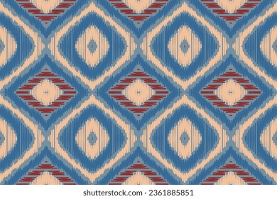 Ikat Fabric Paisley Embroidery Background. Ikat Fabric Geometric Ethnic Oriental Pattern traditional.aztec Style Abstract Vector illustration.design for Texture,fabric,clothing,wrapping,sarong.